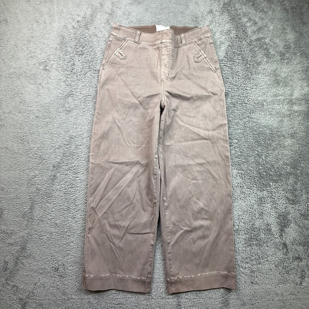 SPANX Stretch Twill Cropped Wide Leg Pants Womens M Mauve 28x26 Boho Relaxed